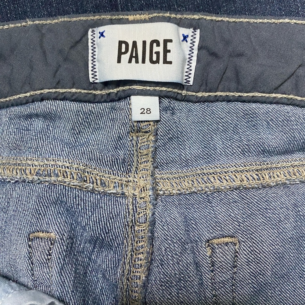 Paige Women's Abbot Kinney Cropped Low Rise Denim Jean In Blue Size 28 - Picture 2 of 8